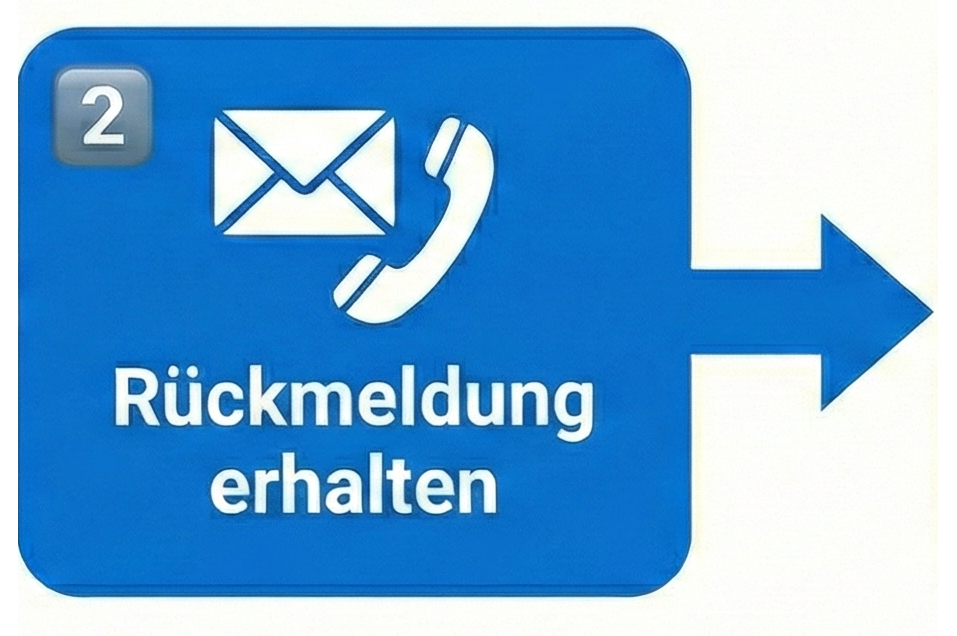 Wir melden uns zeitnah telefonisch oder per E-Mail.
